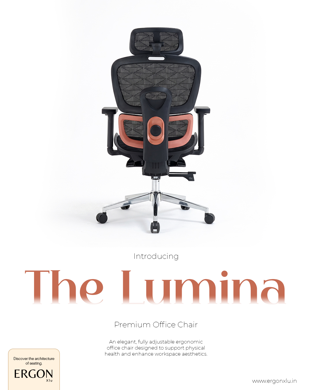 Lumina Ergonomic Mesh – Operational Office Chair – side view by Ergon Xlu