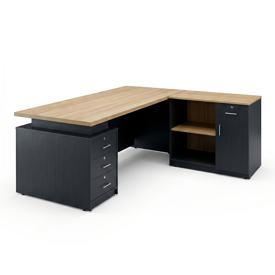 Ergon xlu Aura premium executive workstation front profile.