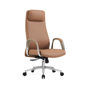 Ergon xlu mid-back ribbed leather conference chair in black with chrome frame.