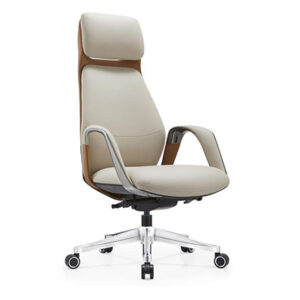 Ergon xlu mid-back ribbed leather conference chair in tan with chrome frame.