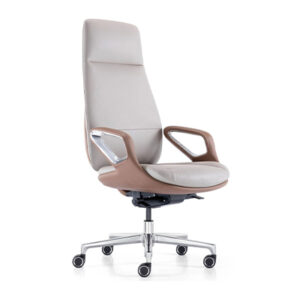 Ergon xlu camel tan leather executive chair with grid stitching and matte black frame.