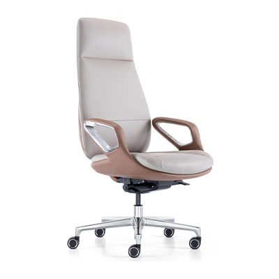 Ergon xlu camel tan leather executive chair with grid stitching and matte black frame.