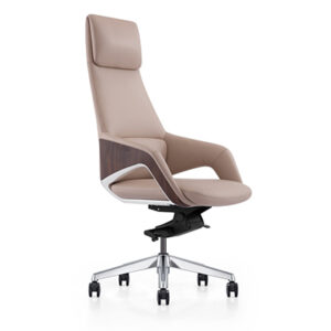 Ergon xlu mid-back camel tan leather operational chair with matte black frame.