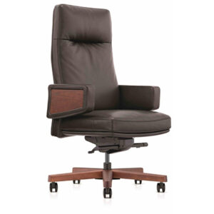 Ergon xlu high-back ribbed leather executive chair in black with chrome frame.