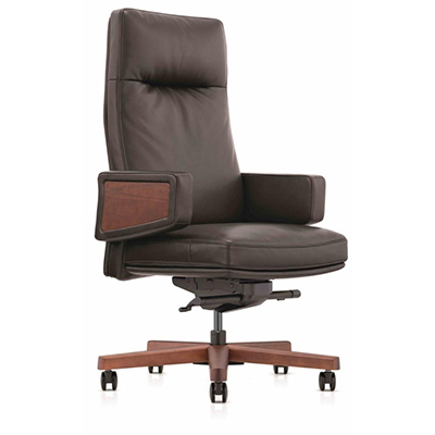 Ergon xlu high-back ribbed leather executive chair in black with chrome frame.