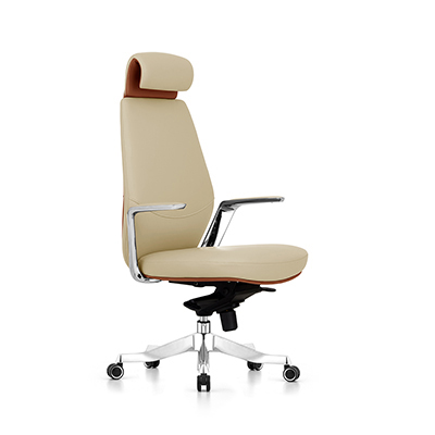 Ergon xlu high-back segmented black leather executive chair with padded chrome armrests.