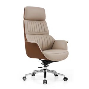 Ergon xlu 827-A high-back premium black leather executive chair with headrest.